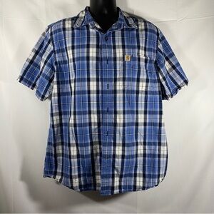 Carhartt Men's Casual Blue and Black Plaid Shirt
